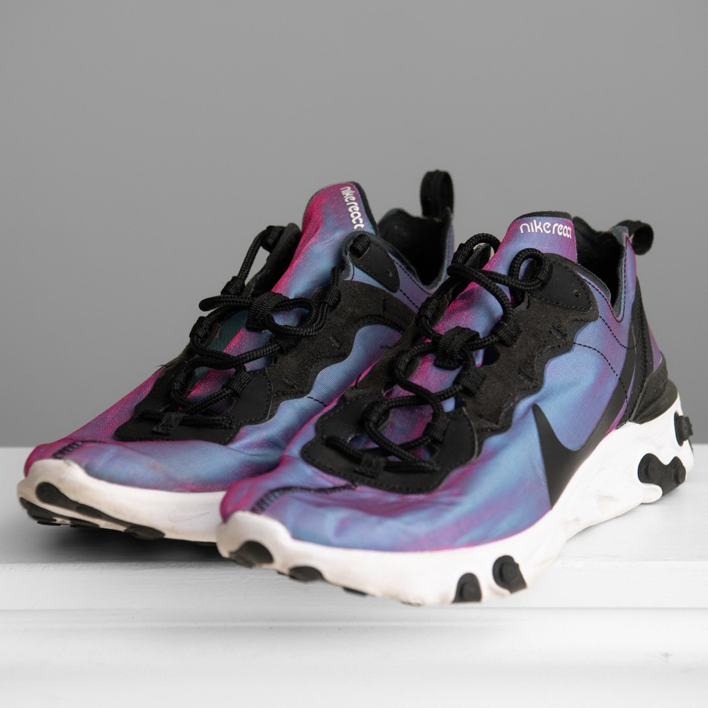 Nike React Mens 9.5 Element 55 Mens Psychic Colorshift Iridescent Bold CyberPunk
